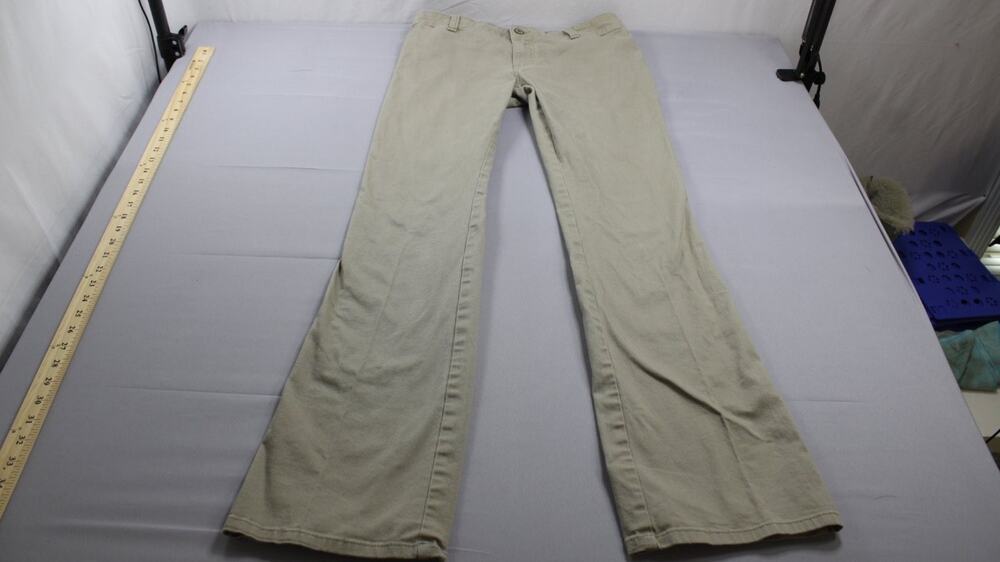 Dickies Girl Bootcut Chino Pants Womens Size 7 Khaki Stretch Low Rise Work Beige